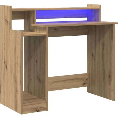 Image of vidaXL Desk with Lamps Shelf Storage Artisan oak Engineered wood