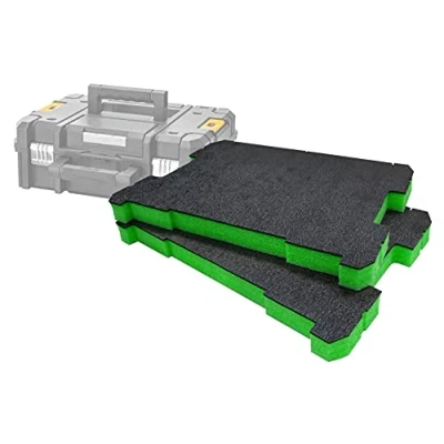 Image of Shadow Foam TSTAK/ProStack Inserts [30mm Green Twin Pack] Easy Peel for DeWalt TSTAK &amp; Stanley ProStack Boxes