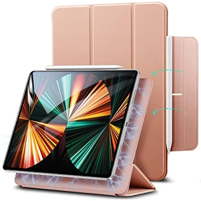 Image of ESR for iPad Pro 12.9 Case,Rebound Magnetic Case inch(2022/2021/2020,6th/5th/4th Gen),Convenient Attachment, Two Way Stand,Full Pencil 2 Support,Auto Sleep/Wake,Rose Gold