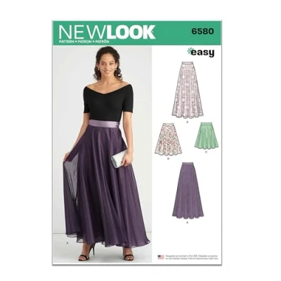 Image of New Look UN6580ANew Pattern 6580 Misses&#039; Circle SkirtA (8 10 12 14 16 18 20), Paper, White