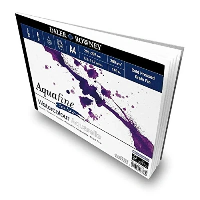 Image of Daler Rowney Aquafine Textured Watercolour Sketchbook 300gsm 12 Pages A4 Landscape Made in England