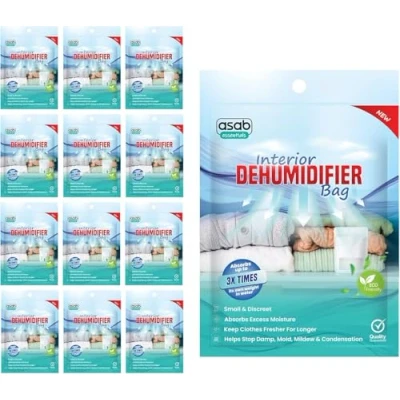 Image of ASAB Standing Interior Dehumidifier For Home and Office Mildew Mould Moisture Absorber Prevents Condensation Bad Odours Used Trap at Bedroom Bathroom (Pack of 12)
