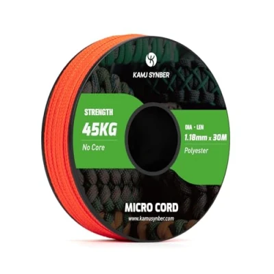 Image of Kamu Synber Micro Cord 1.18mm Paracord Braided Rope 30m Spool for Bracelet, Crafting, Jewelry Making, Key Chains Support 45kg Neon Orange