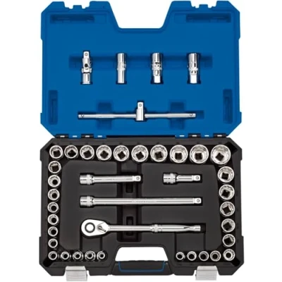 Image of Draper Expert MM/AF Combined Socket Set, 1/2&quot; Sq. Dr., Blue (41 Piece)