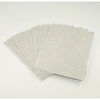 Image of A5 Self Adhesive Glitter Foam Sheets Creative Art Supplies for Kids, Seasonal Crafts and Decorations Pack of 10 (Silver)