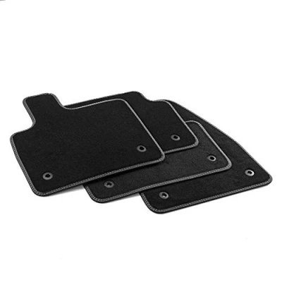 Image of MDM PRO 7598 Floor Mats for Jaguar E Pace 2018 Onwards Tailored Velour Faux Leather Edges and Double Stitching Chrome