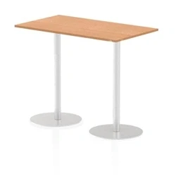Image of Italia 1400 x 800mm Poseur Rectangular Table Oak Top 1145mm High Leg