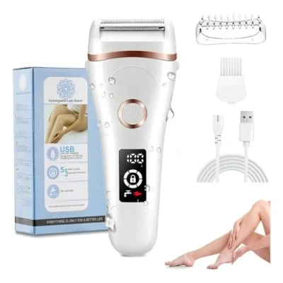 Image of Electric Lady Shaver Bikini Trimmer, Wet &amp; Dry Rechargeable Cordless Painless Razor for Women, LED Display Legs Underarms