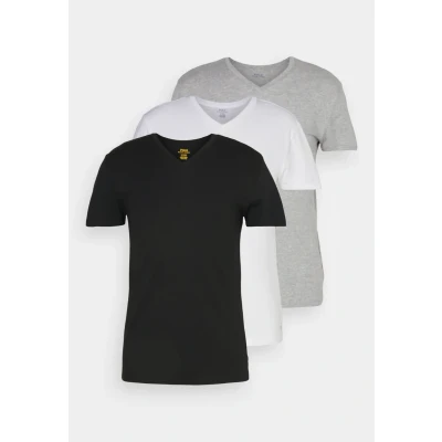 Image of Polo Ralph Lauren V NECK 3 PACK Undershirt, Men&#039;s, Size: Small, White/grey/black