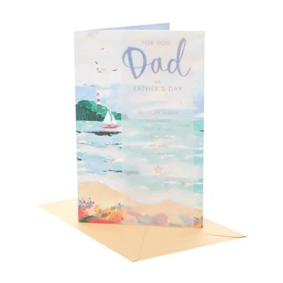 Image of UK Greetings Father&#039;s Day Card for Dad Dad, Grandad, Husband Him, Boys, Men Coastal Scene Design With Envelope 165x254 mm