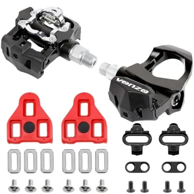 Image of VENZO Sealed Fitness Exercise Spin Bike Bicycle Pedals &amp; Cleats Compatible with Peloton, LOOK DELTA Shimano SPD 9/16&quot;