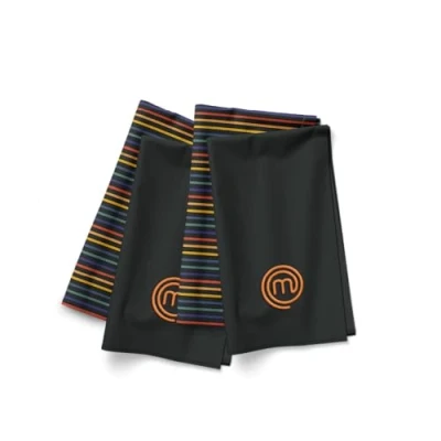 Image of MasterChef Tea Towels for Kitchen, Premium Cotton Pack of 4, Kitchen Towel Set with Official Show Logo &amp; Hanging Loop, Machine Washable, Highly Absorbent Drying Cleaning, Vivid