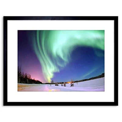 Image of Wee Blue Coo Photo Skyscape Space Aurora Borealis Northern Lights Framed Wall Art Print