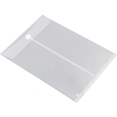 Image of HF2 Wallet Folder (Pack of 10) A4 Size Envelope Document with Hook &amp; Loop Closure Clear Transparent for Home Offices Portrait Organizer Holder, 179061
