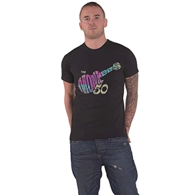Image of The Monkees T Shirt Guitar Discography Band Logo Official Mens Black M