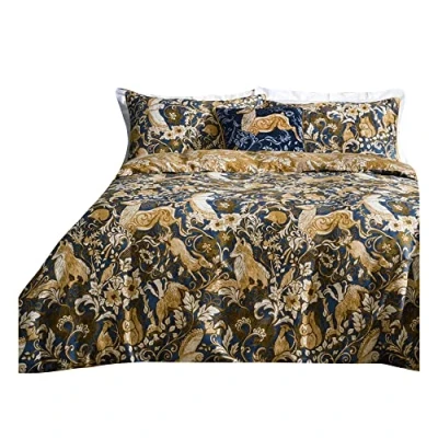 Image of Paoletti Harewood Double Duvet Cover Set, Cotton, Blue