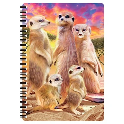 Image of 3D LiveLife A5 Plain Recycled Paper Notebook Cool Meerkats from Deluxebase. 80 Page Lenticular Meerkat Notebook. School/Office Stationery with Artwork Licensed Artist Michael Searle