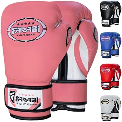 Image of Farabi Sports Kids Boxing Gloves 6, 8 oz Junior Muay Thai Youth Kickboxing Sparring Punching Bag Training (Pink, 6 oz)