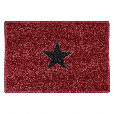 Image of Nicoman STAR Door Mat｜Entrance Barrier Dirt Trapper Floor Mat｜Patio Garden Conservatory Doormat｜Indoor Outdoor Matt｜Red/Black with Black Star,Large 90x60cm/3x2ft