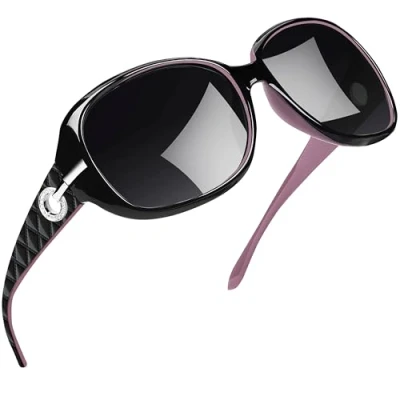 Image of Joopin Oversized Polarised Sunglasses for Women, UV400 Protection Large Frame Womens Vintage Fashion Ladies (Black Purple)