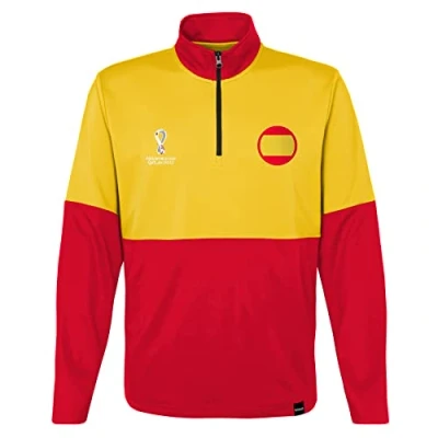 Image of Official FIFA World Cup 2022 Quarter Zip Pull Over, Men&#039;s, Spain, Medium Yellow/Red