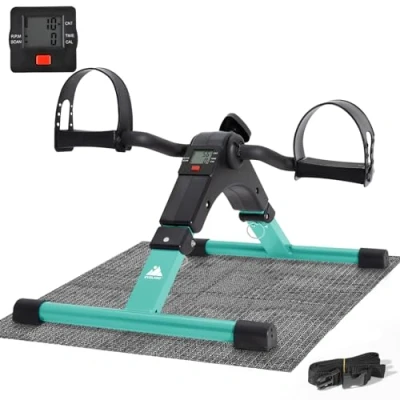 Image of EVOLAND Pedal Exerciser Bike, Portable Home Fitness Mini Exercise Arm Leg Folding Cycling with LCD Monitor and Adjustable Resistance, None Slip Mat Included