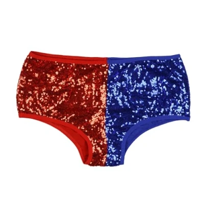 Image of DC Comics Suicide Squad Harley Quinn Costume Sequin Hot Pant Brief Underwear, Multi, Large