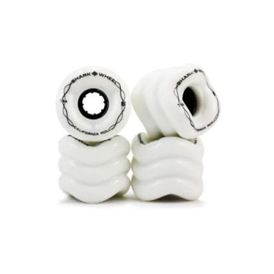 Image of Shark Wheel 60 mm 78a, Skateboard Cruising Wheels, California Roll, White, Set of 4 Wheels