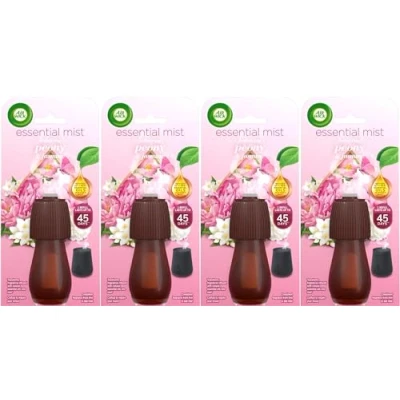 Image of Air Wick Essential Mist Refill, Peony and Jasmine, Pack 4 x 20ml, Natural Oils, Last up to 180 days, freshener