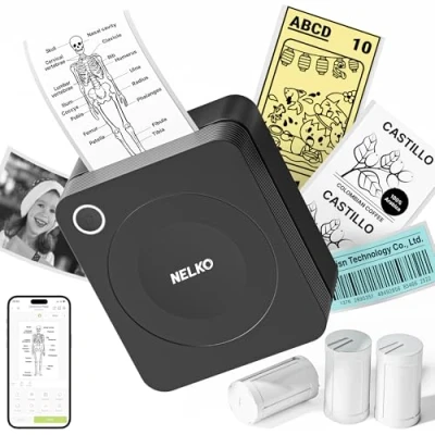Image of Nelko Sticker Printer, PM230 Mini Printer Bluetooth Portable Maker with 3 Rolls, for DIY Creation, Study Notes, Pictures, Receipts, List, Multiple Templates Phone &amp; Tablet, Black