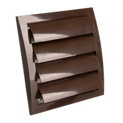 Image of Ø 125mm / 5 inch Gravity Grille Ducting Air Vent with Round Spigot and Non Return Shutters ABS Plastic Brown