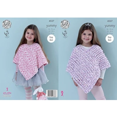 Image of King Cole 4537 Knitting Pattern Girls Ponchos to knit in Yummy by