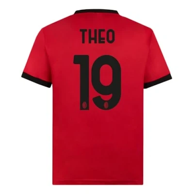 Image of AC Milan Maglia Replica Stadio Rafa Leão 23 Official Home Football Shirt 2023/24, Red/Black (Theo 19), L
