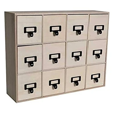 Image of Artemio Unfinished Wooden Drawer Cabinet with Metal Handles 41.5 cm 32.5 x 11 cm, Wood