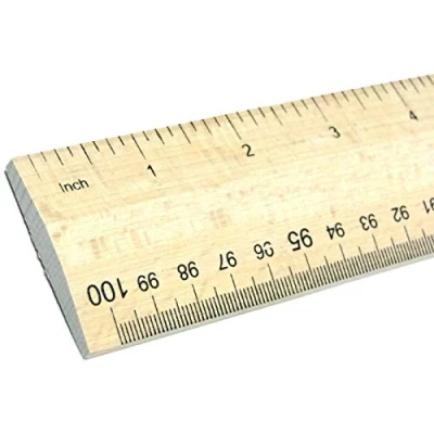 Image of Wooden Rule 1 Meter Yard Stick Ruler Imperial &amp; Metric Measurements mm cm inches Markings Hardwood School Office Tailors Bench with Handle for Easy Measuring (1 Ruler)