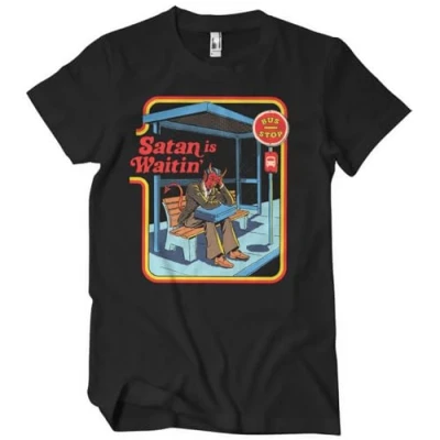 Image of Steven Rhodes Officially Licensed Satan is Waiting Mens T Shirt (Black), XX Large