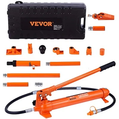 Image of VEVOR 12 Ton Porta Power Kit, Hydraulic Ram with Pump 4.6 ft/1.4 m Oil Hose, Portable Jack Storage Case for Automotive, Garage, Farm, Mechanic (26455 LBS)