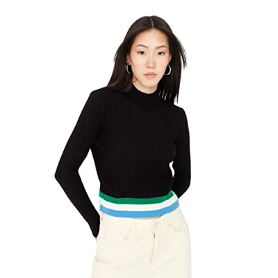 Image of Trendyol FeMan Fitted Basic Crew Neck Knitwear Sweater Schwarz