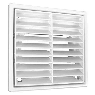 Image of White Square Louvre Air Vent 100mm (4&quot;) Wall Ventilation Ducting Grille Cover for Indoor or Outdoor Use