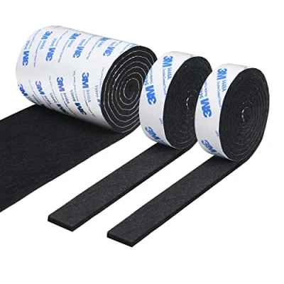 Image of Vicloon Furniture Pad, 3 Rolls Floor Protectors for Feet (120x10x0.5cm+120x2x0.5cmx2), Felt Pads Tailorable Chair Legs, Tiled, Cabinet, Hardwood Protectors(Black)