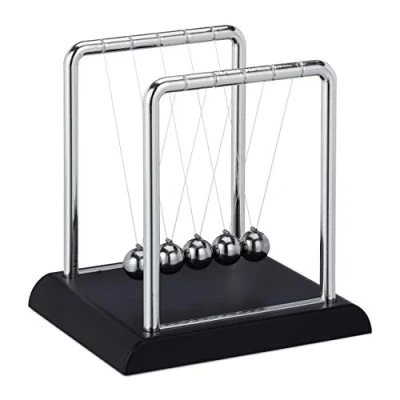Image of Relaxdays Newton’s Cradle, Classic Pendulum with 5 Balls, Decorative Physics Gadget for Your Desk, Silver, One Size