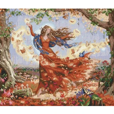 Image of Awesocrafts Cross Stitch Stamped Kits Butterfly Fairy Easy Patterns Stitching Embroidery Needlework Kit Supplies 14CT 2 Strands