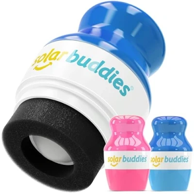 Image of Solar Buddies Sunscreen Applicator Full Blue &amp; Pink Duo BPA Free Refillable Roll on Sponge Sunscreen,Suncream Lotion for Kids,Adults Families Holds 3.4fl oz,Perfect Size Travel
