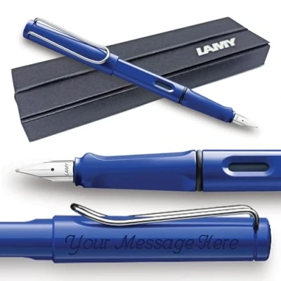 Image of Fountain Pen Lamy Safari Personalised with Engraving (Fine Nib, Blue)