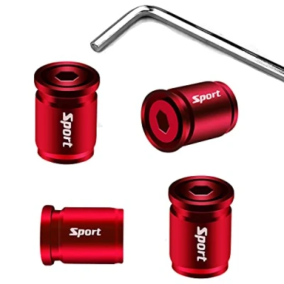 Image of 4Pcs Anti Theft Valve Caps, Tire Tyre Wheel Car Auto Caps Universal Moto Bike Stem Dust Covers (Bullet/Red)