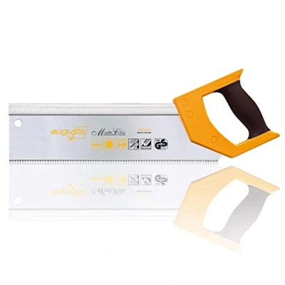 Image of Augusta Heckenrose backsaw 350 mm Special hand saw with 2 component soft Grip Multi purpose fine for wood, plaster and stucco Pointed teeth precise cuts