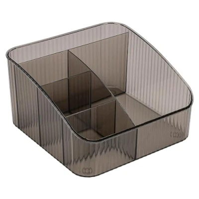 Image of JessLab Makeup Organizer, PET Skincare Organizer with 5 Compartment Cosmetic Storage for Desk Wardrobe Bathroom Vanity Countertop, Grey