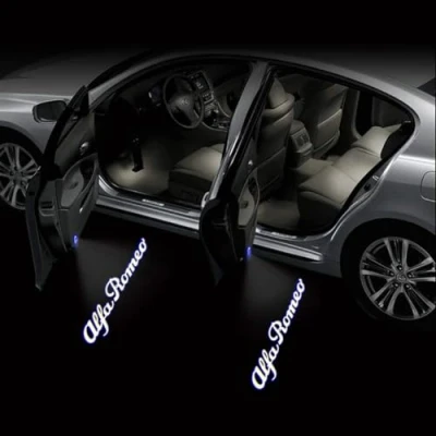 Image of FIXCOR 2Pcs Car Welcome Door Light for Alfa Romeo Giulia Giulietta Mito Stelvio Brera 147 156 159, Projector HD No Fade Ghost Shadow Lights Puddle Accessories,B A2