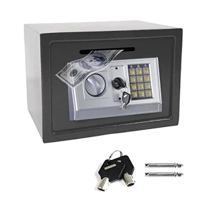 Image of Security Safe 16L Electronic Home Mini Box Secure with Deposit Slot &amp; PIN Code Password 2 Emergency Keys Lockable, Wall Mounted Documents, Money Collection 14&quot;x 10&quot;x 10&quot; Grey