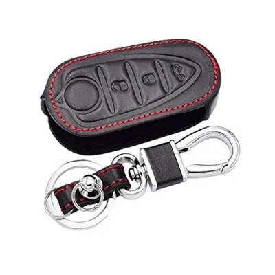 Image of Happyit Car Leather Smart Key Cover Case for Alfa Myth 159 GTO Giulietta Romeo 4C GTA m38 3 Buttons Remote Control